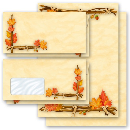 Briefpapier sets herbstgold - briefpapier-sets,