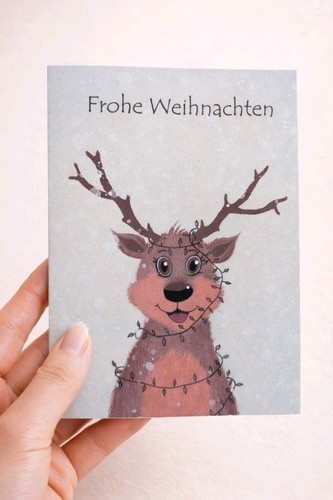 Weihnachtskarte rentier mit - weihnachtskarte,