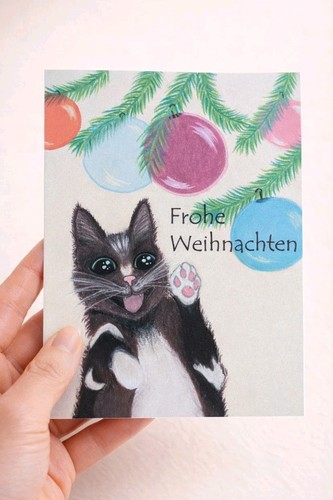 Weihnachtskarte katze - katze, –