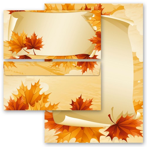 Briefpapier set herbstblätter - briefpapier,