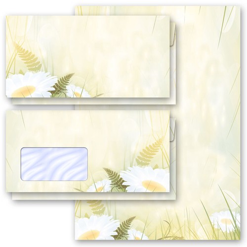 Briefpapier sets margeriten - briefpapier-sets,