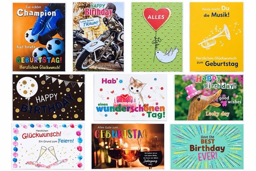 10er set geburtstagskarten mit - set,